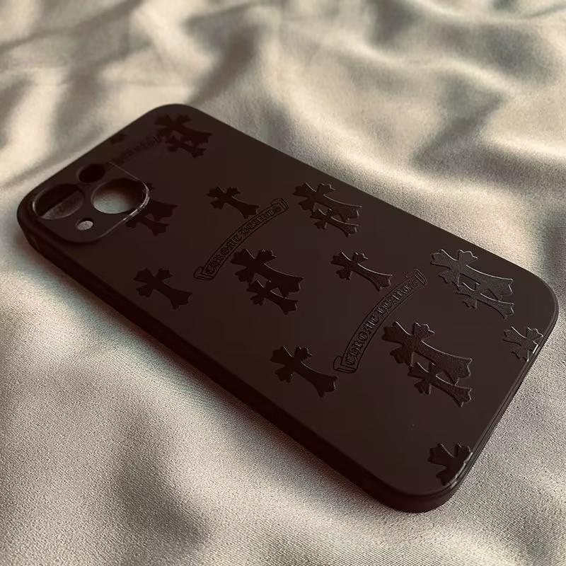 Black cross silicone anti fall all inclusive phone case，iphone11 12 13 14 15pro promax