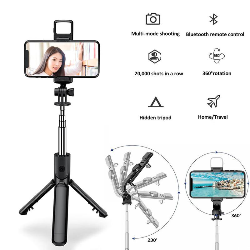 Selfie Stick, Extendable Selfie Stick Tripod,Phone Tripod with Wireless Remote Shutter,Group Selfies Live Streaming Video Recording Compatible with All Cellphones Accessories Smartphone