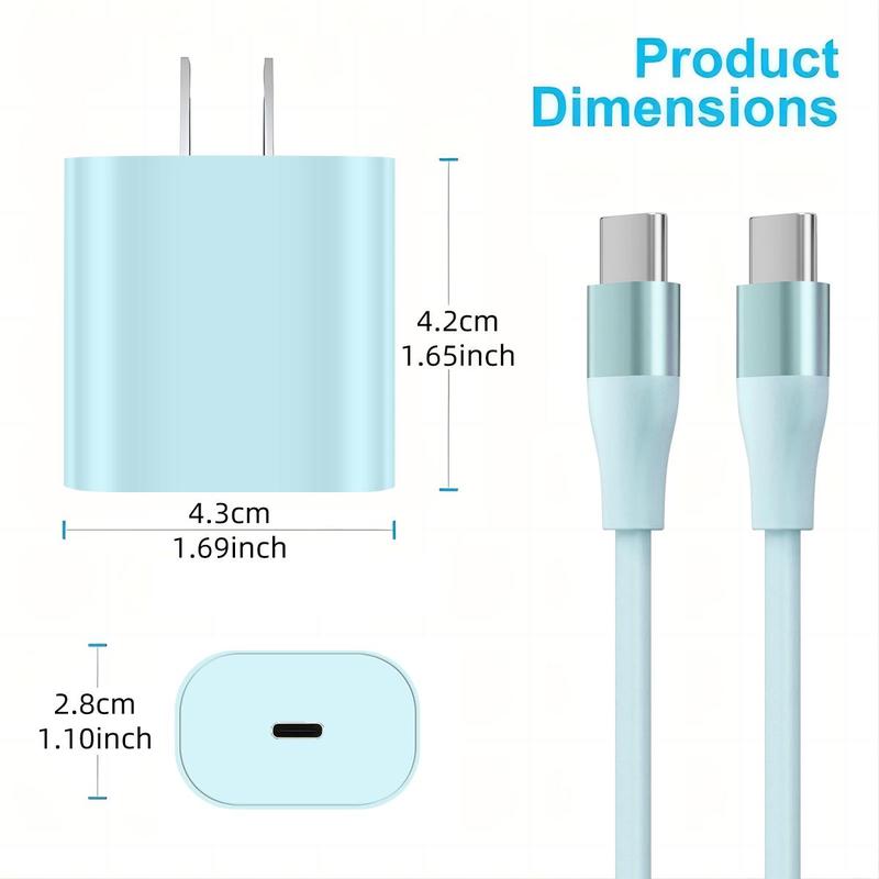 20W Type-C to Type-C Cable + 20W PD QC2.0 Wall Charger for Phone Type-C port, Fast Charging Data Cable Compatible with iPhone 15 iPhone 15 Pro Max HUAWEI Samsung S23 Ultra Xiaomi OPPO, Back to School Gifts