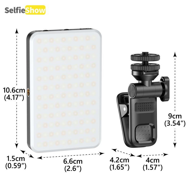 SelfieShow Portable Selfie Light, Rechargeable Mini Fill Light with 10 Dynamic Analog Light Effects, Three Color RGB Multi Level Dimming Fill Light