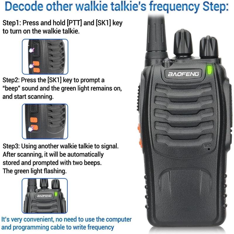 Baofeng walkie-talkie adult long distance walkie-talkie with headset microphone rechargeable two-way radio copy frequency handheld two-way radio transceiver walkie-talkie with USB base charger suitable for camping waterproof