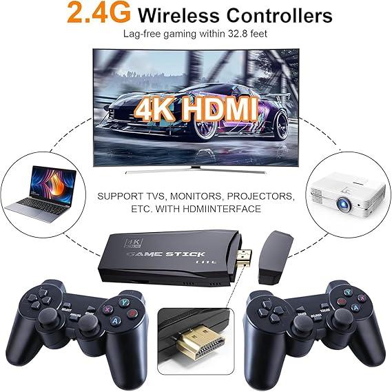 M8 PRO Game Console - PlayGameStick,Nostalgia Stick Game,9ClassicEmulators,4K HDMl Output,Plug and PlayVideoGame Stick Built in 20000+ Games with2.4GWireless Controllers(64G) tiktokshopgamersupermario family retrogames