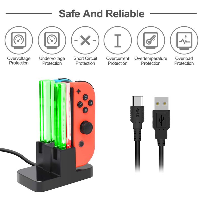 Game Console Controller Charger For Switch & OLED Model, 1 Box Charging Station For Pro Controller With LED Charger Indicator & Type C Charging Cable, Controller Accessories, Gaming Room Gadgets