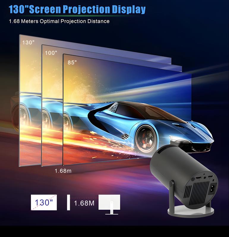 Haoye HY300 Black Warrior Color Projector with Andriod TV 11.0,5G WiFi Bluetooth Portable Projector 4k Support,Outdoor Movie Projector Compatible, IOS, Android