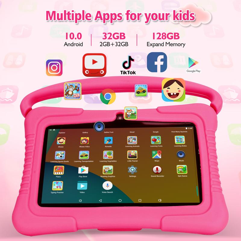 Kids Tablets PC, Veidoo 7 inch Android Kids Tablet with 2GB 32GB Storage, Safety Eye Protection IPS Screen, Premium Parent Control Pre-Installed Educational APP, Best Gift for Children