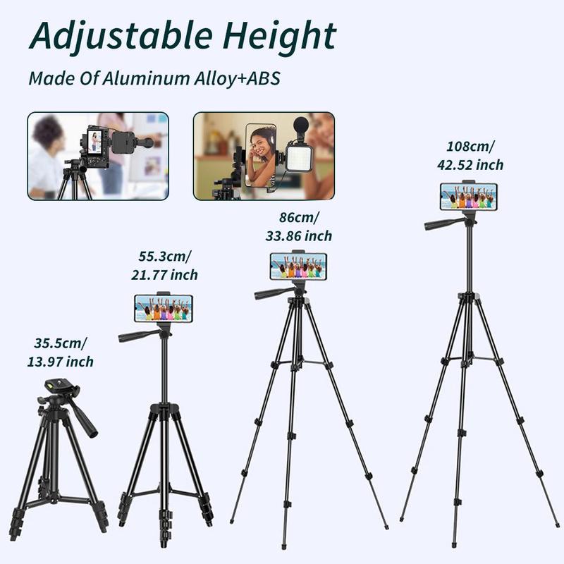 Video Blog Kit, 1 Set Telescopic Tripod & Microphone & Fill Light & Remote Control, Camera Accessories for iPhone & Android & Camera