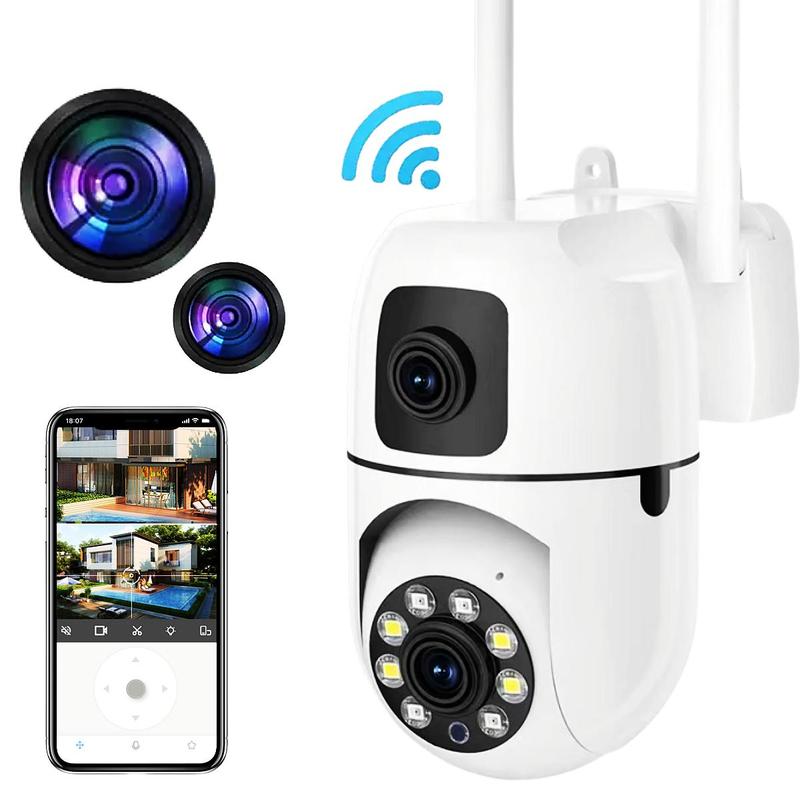 3K Indoor Security Camera, 1 Count 2.4GHz WiFi Security Camera, 360° Rotation Home Camera with Dual Lens & Color Night Vision, 2-way Audio & Loop Recording Home Security Camera