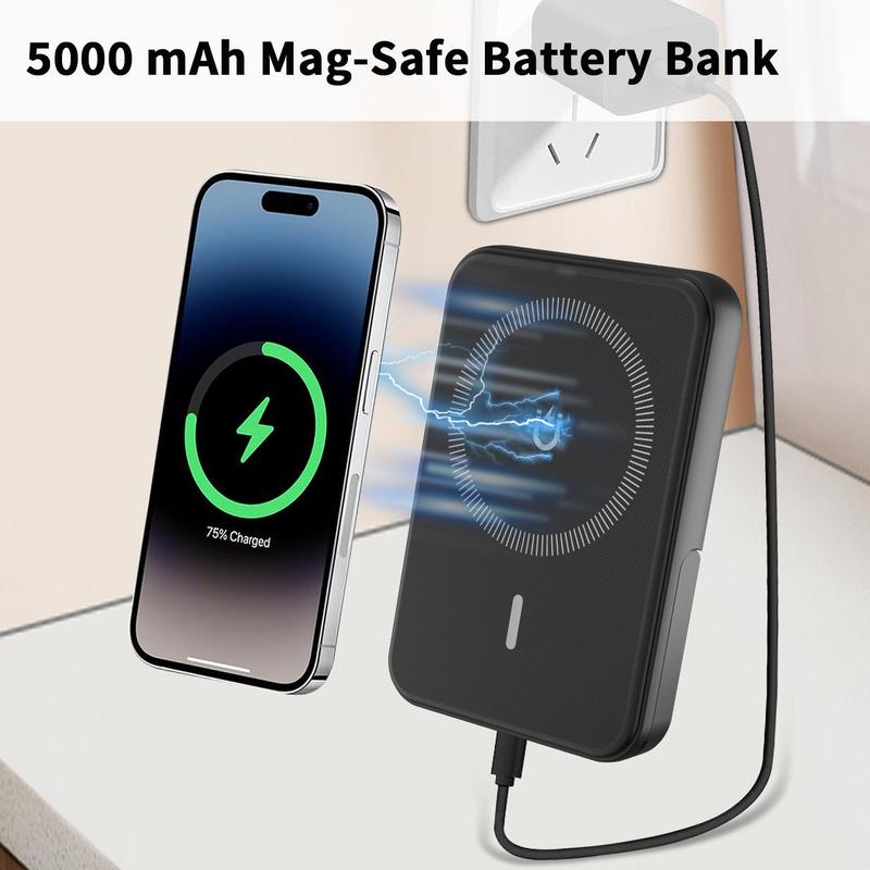 4-in-1 Wireless Charger, 15W Fast Wireless Charger with 5000mAh Power Bank, Detachable Wireless Charging Station for iPhone Watch Earphones