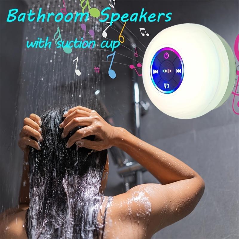 Mini Bluetooth Shower Speaker with LED light, Portable IPX4 Waterproof, Hands-Free Speakerphone. Rechargeable Using Micro USB, Wireless Stereo for Beach, Shower & Home, Christmas 2024 Ornament