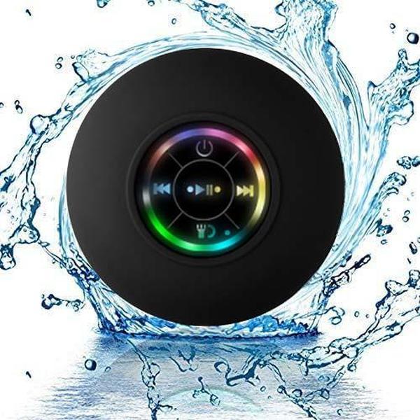 Mini Bluetooth Shower Speaker with LED light, Portable IPX4 Waterproof, Hands-Free Speakerphone. Rechargeable Using Micro USB, Wireless Stereo for Beach, Shower & Home, Christmas 2024 Ornament