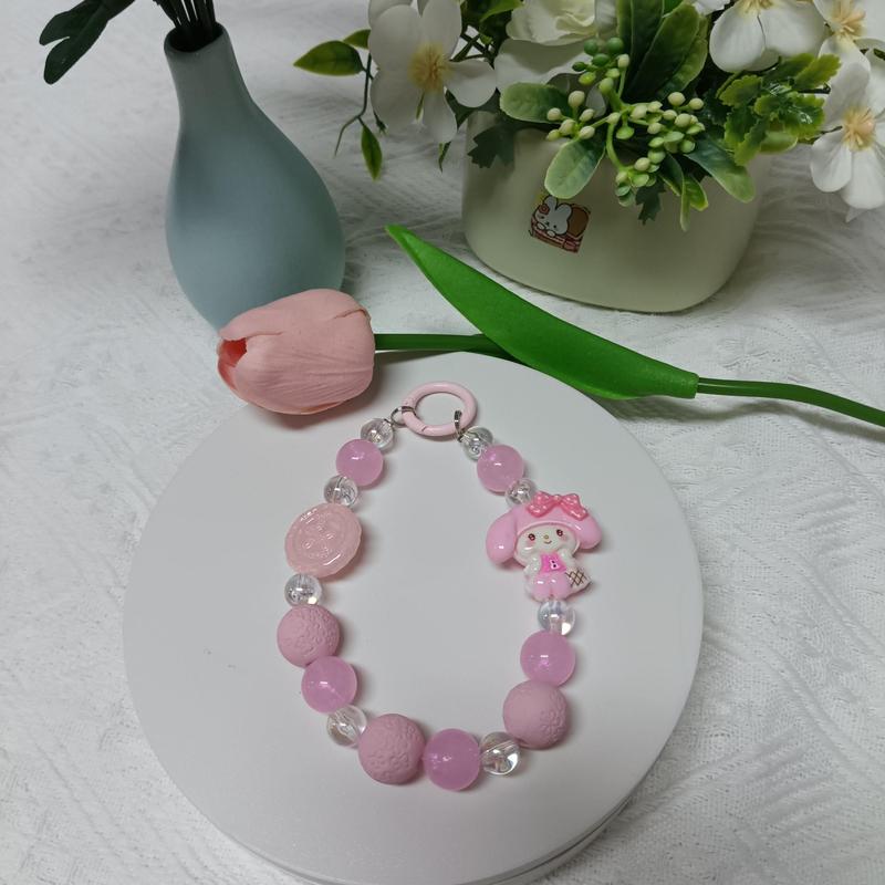 Cute Cartoon Design Beaded Phone Chain, Portable Beaded Phone Lanyard, Mobile Phone Strap for Women & Girls Gift, Fashion Phone Accessories