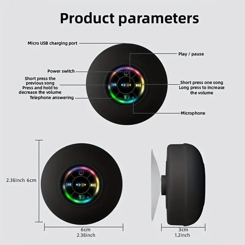 LED Bluetooth Speaker Wireless Waterproof Speaker with RGB Light, Rechargeable Battery for Smartphones and Audio Devices