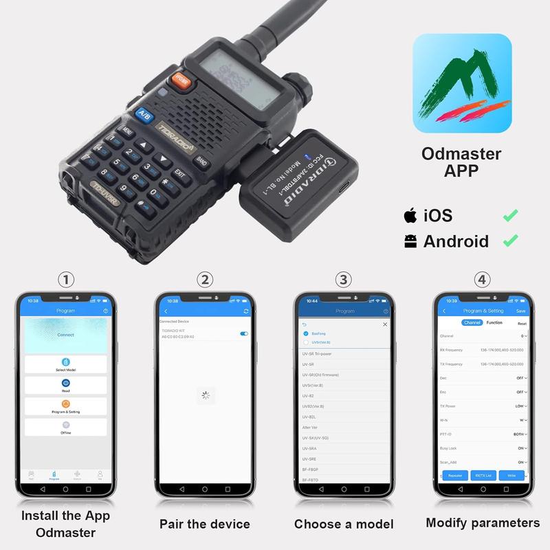 Wireless Programmer Adapter for Ham Radio - Compatible with Baofeng UV-5R and More - Easy APP and PC Programming, No Driver Issues