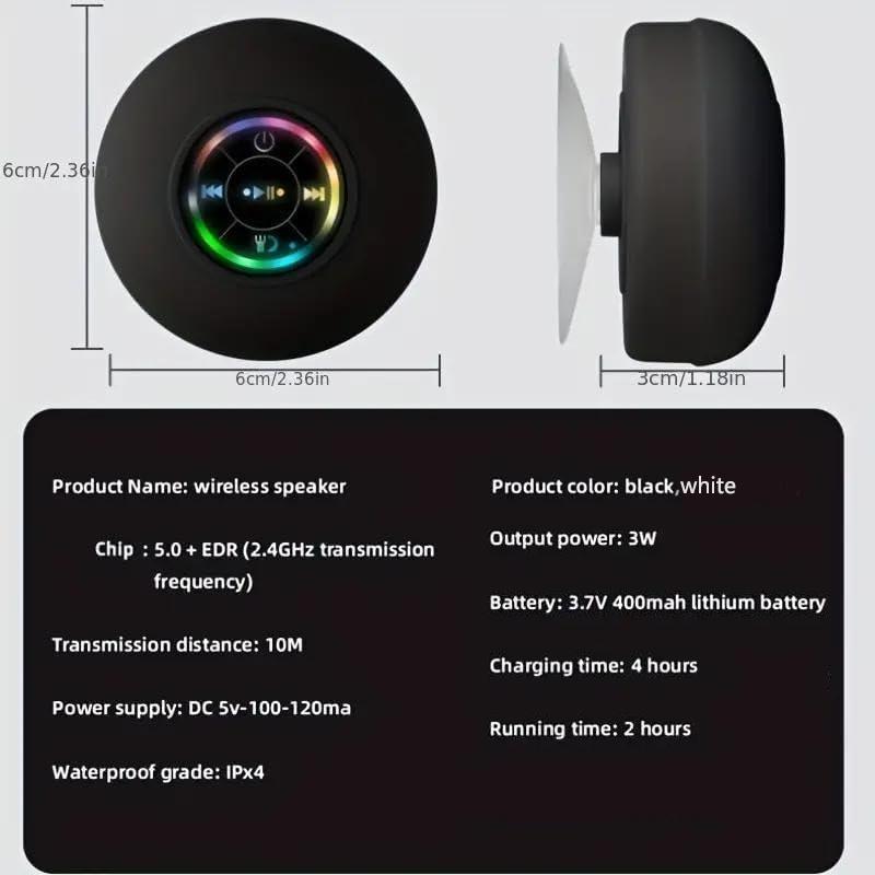 LED Bluetooth Speaker Wireless Waterproof Speaker with RGB Light, Rechargeable Battery for Smartphones and Audio Devices