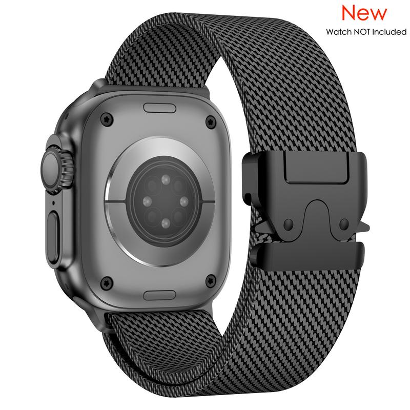 New Milanese WatchStraps Compatible with Apple Watch Ultra Ultra2 Band 49mm 46mm 45mm 44mm Titanium for Men,  with secure parachute-style buckle for iWatch Series 9 8 7 SE2 6 5 4 3 2 1 band 49mm 46mm 45mm 44mm   Wearable Accessories  Gift