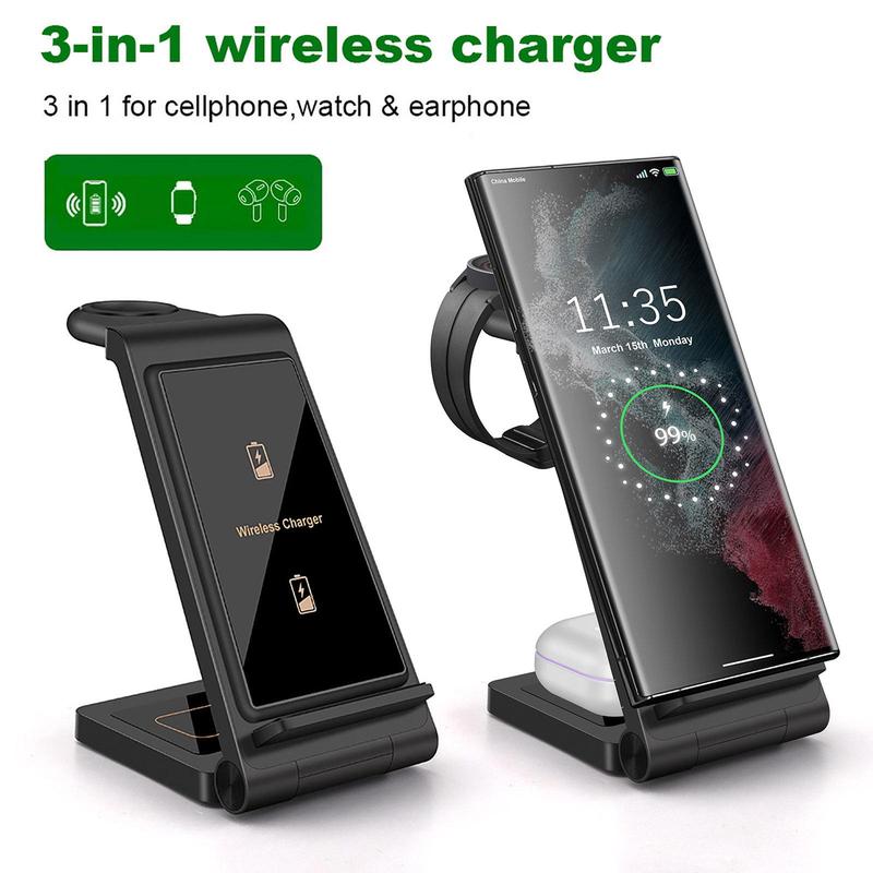 FDGAO 3 in 1 Fashionable Wireless Charger, Foldable Fast Charging Station, Multifunctional Charging Station for Samsung