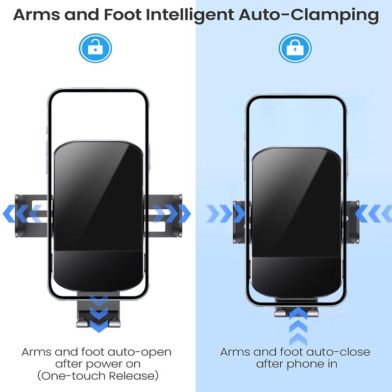 Wireless Car Charger, Auto Clamping Car Mount Charger, Adjustable Electronic Phone Holder for iPhone 16 15, Smartphone Adapter, Cellphone Charging