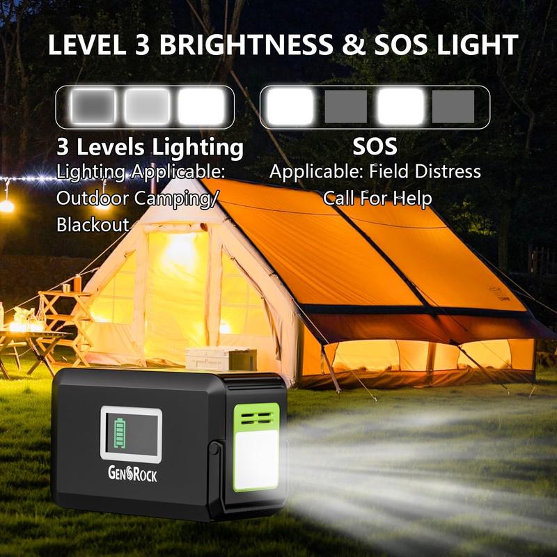 Gensrock 120W Portable Power Bank,with USB Ports and 110V 120W (Peak 150W)Multiple Sockets for Mobile Phones, Smartphones, and Accessories – Perfect for On-the-Go Charger. For Home, Camping, Travel, and Emergency Use. solar panel