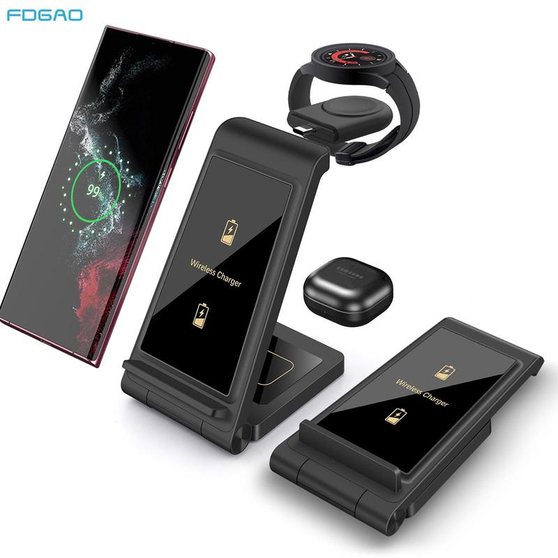 FDGAO 3 in 1 Fashionable Wireless Charger, Foldable Fast Charging Station, Multifunctional Charging Station for Samsung