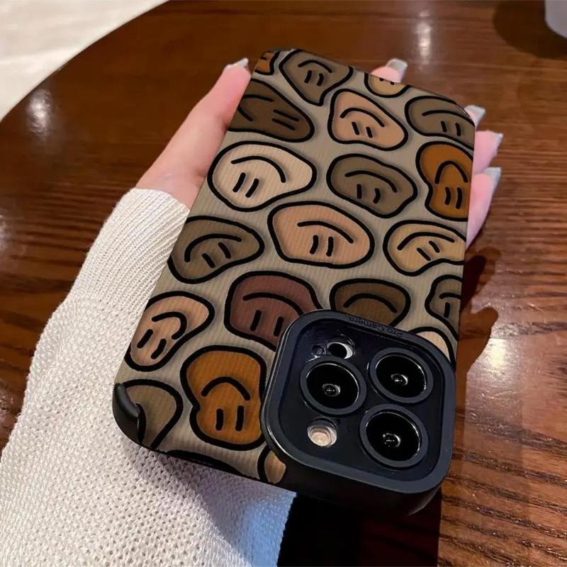 Cute Smile Face Pattern Phone Case, Durable Decorative Phone Cover, Anti-fall Phone Cases for iPhone XR 11 12 13 14 15 Pro Max Case iPhone 15 14 Plus Cases