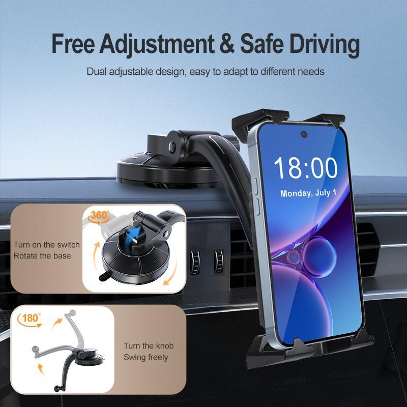 Car Dashboard Phone Holder, Adjustable Rotatable Car Phone Holder, Universal Car Navigation Holder for 4-14 Inch Cell Phone & Tablet, Car Interior Accessories