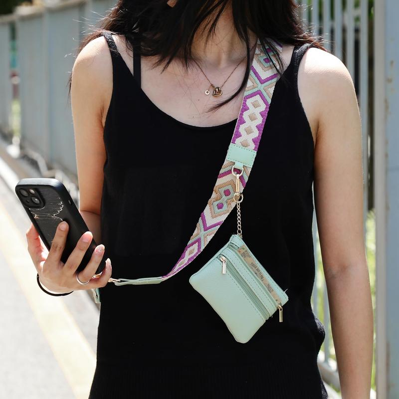 Phone Strap with Zippered Pouch, Clip and Go Strap for Phone with Wallet Crossbody, Phone Crossbody Strap