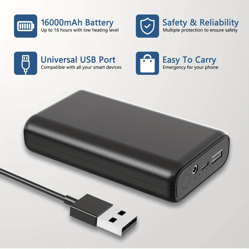 16000mAh Portable Charger 5V 7.4V Heated Vest Battery Pack For Heated Jackets, Hoodies, Pants And Seat Cushion Covers, 16000mAh Power Bank With Type-C Input For IPhone, Wireless Headphones, Watches, IPad, Android Etc. Charging Connector