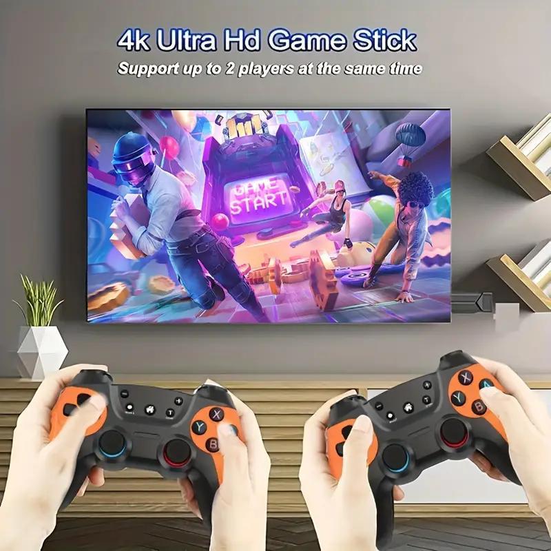 Retro Game Stick, Retro Play Plug And Play Video Games Stick 9 Emulators, 4K HDTV Output, Premium Competitive Dual Controllers With 393.7inch Range - 360 Precise Joystick +plug-and-play+ Faux Snake Skin Anti-Slip Design, Ultimate Gaming Experience