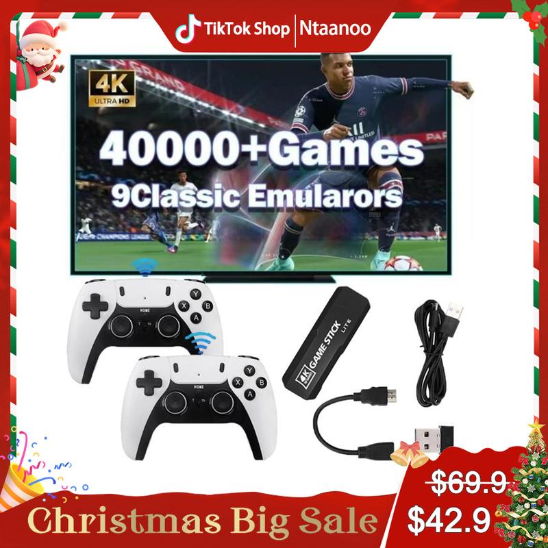 [Christmas Sale] Ntaanoo New Video Gamepad Console, 2.4G Dual Wireless Game Controller, Support 4K Game Graphics, Over 42,000 Classic Retro Games, Best Christmas Gift for Boys!