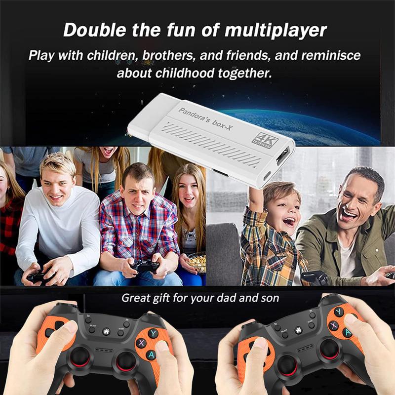 Retro Game Stick, Retro Play Plug And Play Video Games Stick 9 Emulators, 4K HDTV Output, Premium Competitive Dual Controllers With 393.7inch Range - 360 Precise Joystick +plug-and-play+ Faux Snake Skin Anti-Slip Design, Ultimate Gaming Experience