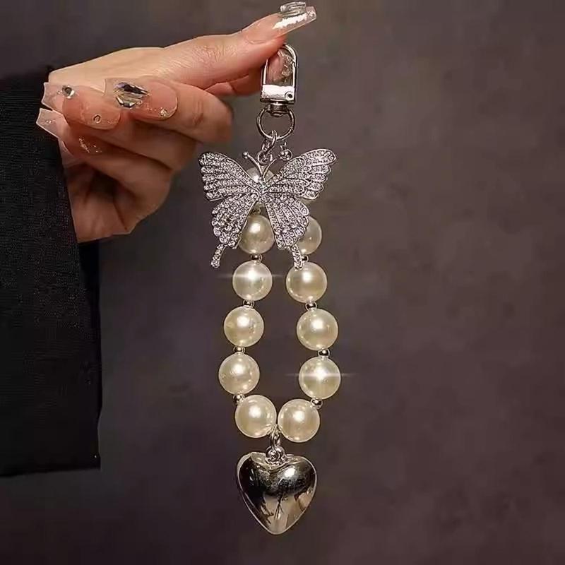 Faux Pearl Decorated Phone Chain, Fashionable Short Phone Lanyard, Phone Strap for Women & Girls, Mobile Phone Decoration Accessories