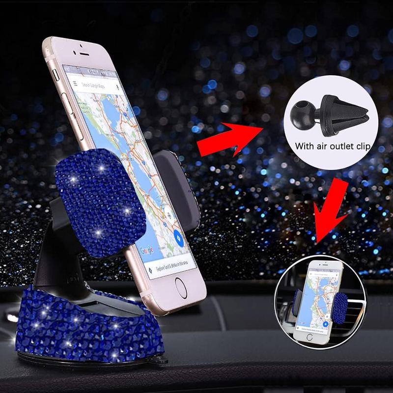 Glitter Rhinestone Decorative Car Phone Holder, 360 Degree Free Rotatable Car Phone Rack, Car Air Outlet Phone Stand