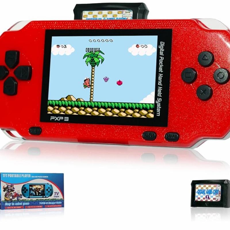 16 Bit Handheld Game Console for Kids Adults, 3.0'' Large Screen Preloaded 288+6 Classic Portable Retro Video Handheld Games with  Rechargeable Battery for Birthday Gift for Kids red