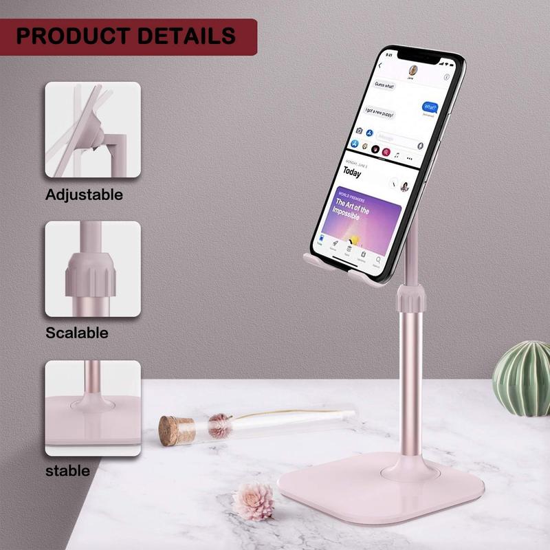 Doboli Cell Phone Stand, Phone Stand for Desk, Phone Holder Stand Compatible with Iphone and All Mobile Phones Tablet, Christmas Stocking Stuffers Gifts for Adults Women Men Mom Wife, Pink Doboli Alloy Aluminum