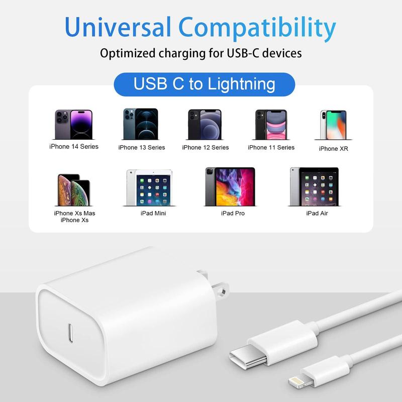 EETTVEKD Fast Charging Charger & Cable Set, 2 Counts Type C Wall Charger Block with 2 Counts Cable, USB C Cable for iPhone 14 13 12 11, AirPods Pro