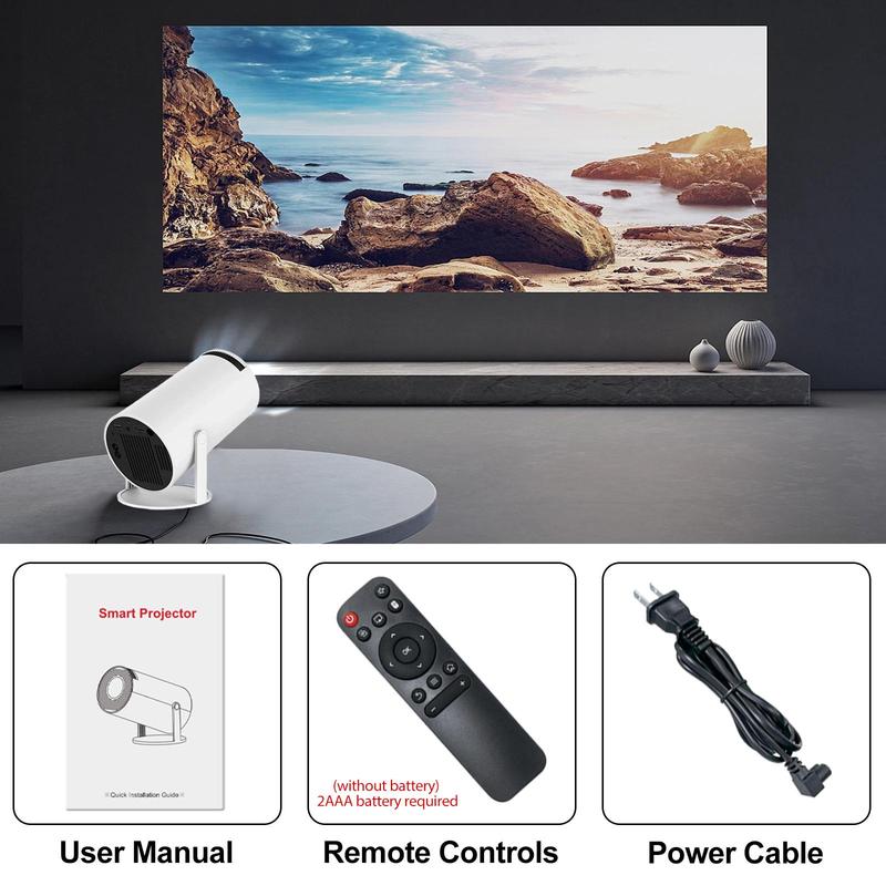 Universal 720P Projector, WiFi 6 BT 5.0 Android Projector, Intelligent Projector with Automatic Horizontal Correction, 180° Rotatable Outdoor Movie Projector for Mobile Phones