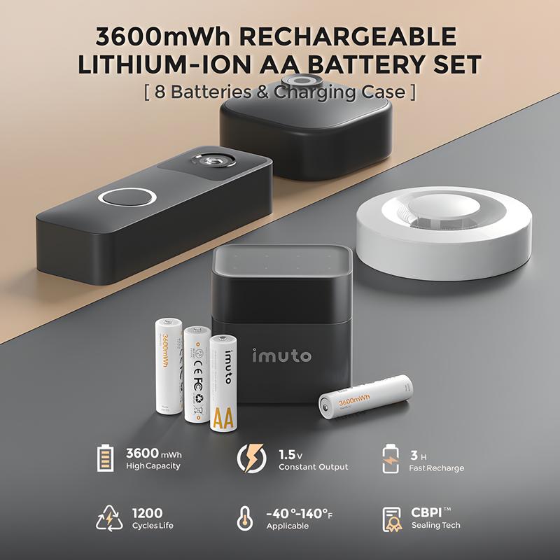 Rechargeable aa Batteries Lithium 8 Pack with Fast Charger,1.5V 3000mWh High Capacity aa Lithium Batteries,Constant Output Li-ion Double a Batteries Cycle Times up to 1600x