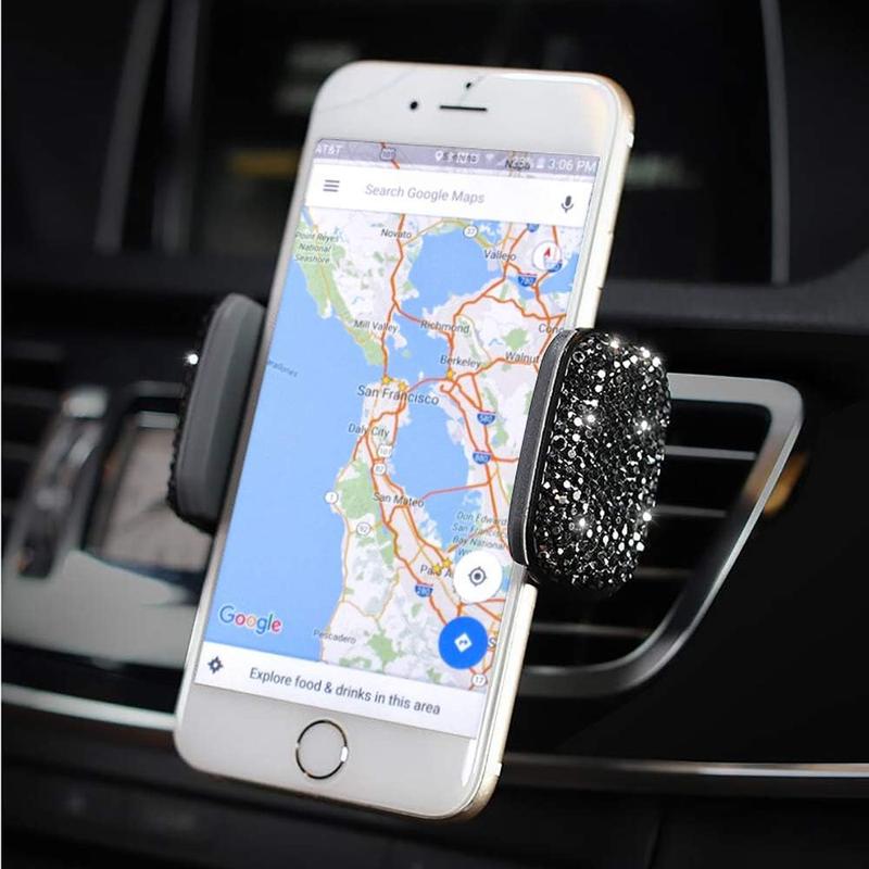 Glitter Rhinestone Decorative Car Phone Holder, 360 Degree Free Rotatable Car Phone Rack, Car Air Outlet Phone Stand