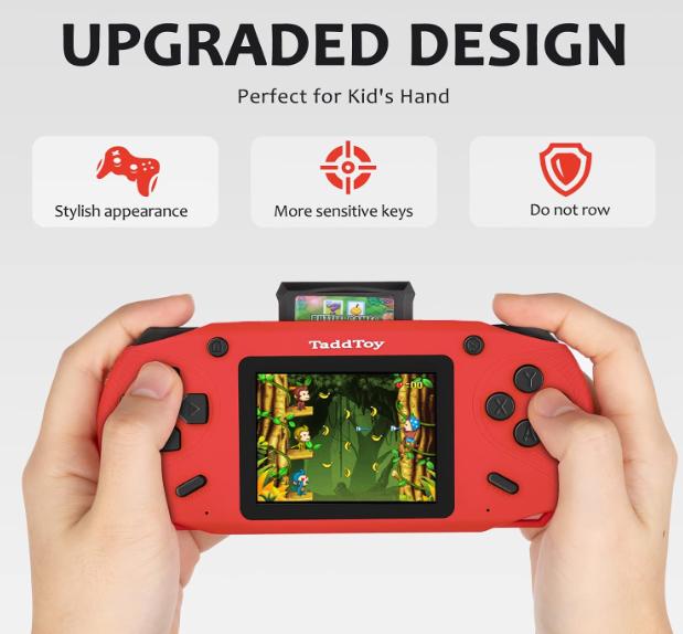 16 Bit Handheld Game Console for Kids Adults, 3.0'' Large Screen Preloaded 288+6 Classic Portable Retro Video Handheld Games with  Rechargeable Battery for Birthday Gift for Kids red