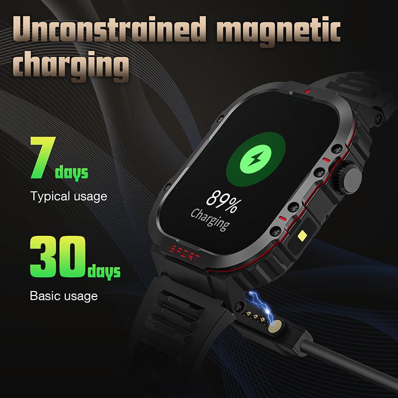 Stylish Military Grade Smart Watch for Men Women, Led Flashlight, Compass, Bluetooth Calls and Text, 2.02” HD Display 30M Waterproof Fitness Tracker, Heart Rate Sleep SpO2 Steps Monitor