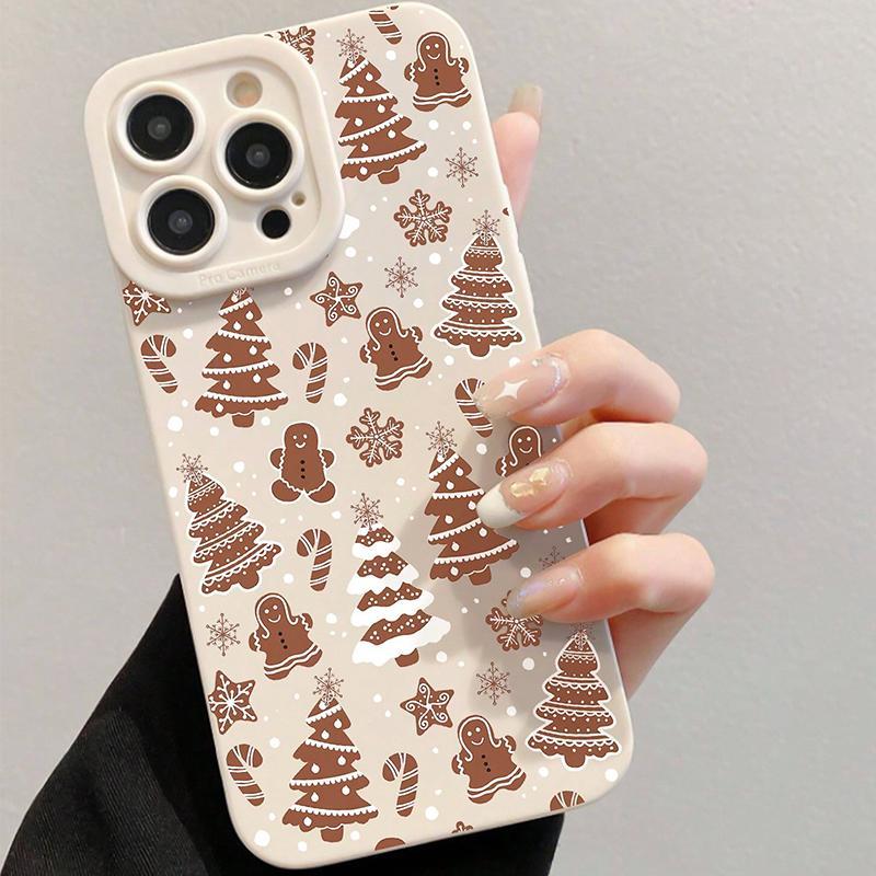 Cartoon Cute Christmas Theme Pattern Phone Case, Anti-drop Decorative Phone Protector Cover, Phone Accessories Compatible with iPhone Series