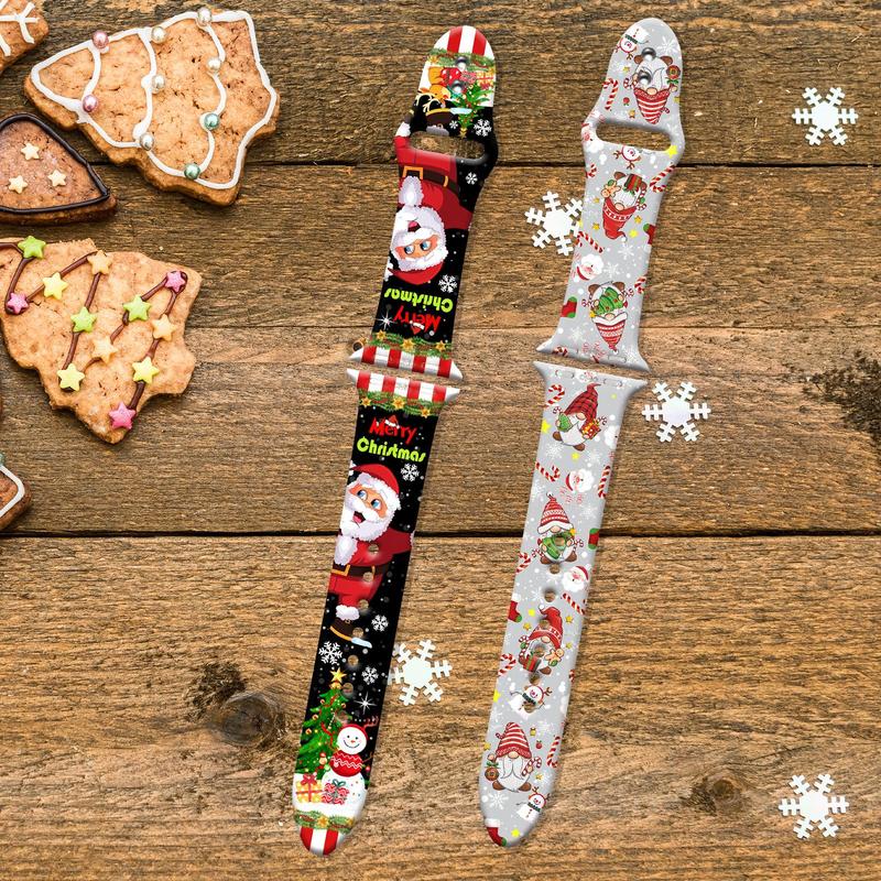 Christmas Themed Watch Band, 1 Count Waterproof & Sweat-proof Watch Band for Apple Watch 1 2 3 4 5 6 7 8 9 10 SE Ultra, Personalized Soft Silicone Watch Band