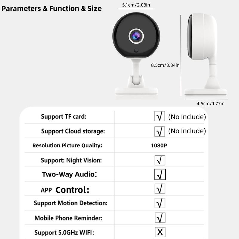 2.4G 2K HD Wireless Security Camera, Motion Detection Surveillance Camera, Indoor Security Camera, Wifi Surveillance Camera with IR Night-Vision & 2-Way Audio