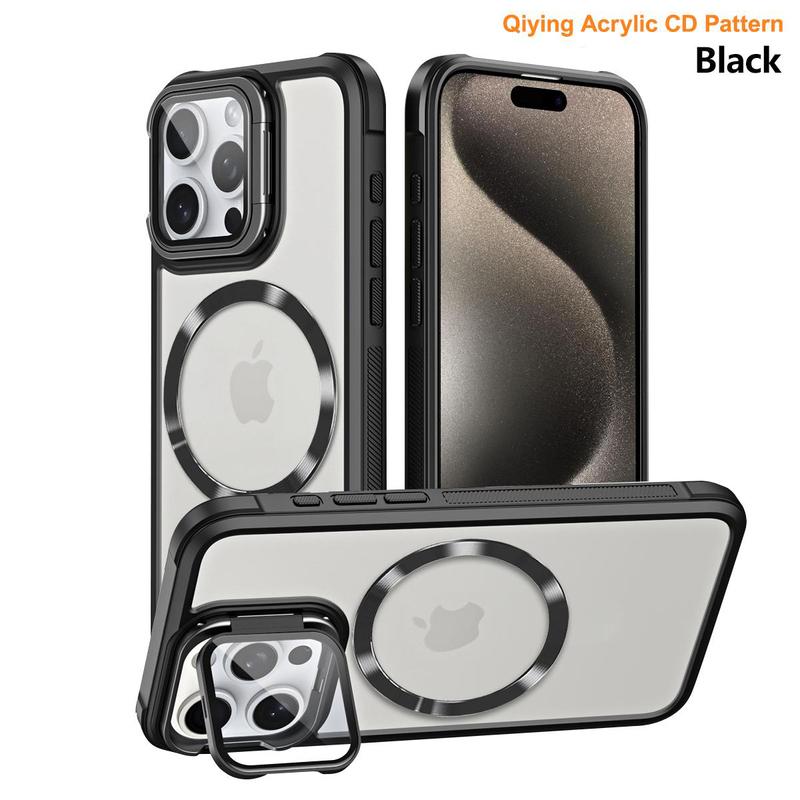 Magnetic Phone Case, Camera Lens Protector and Camera Holder, Shockproof Transparent Shell Scratch-resistant Waterproof and Durable, Suitable for iPhone16 Pro, 15, 14 Plus, 13 Pro Max