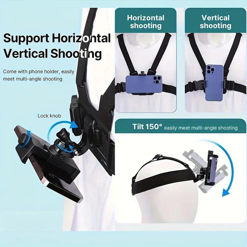 Action Camera Strap Set with Phone Clip for Fall Gift, Fixing Mount for Gopro Phone Osmo Action, Sports Camera Accessories, Camera Stabilizer, Gift for Girlfriend