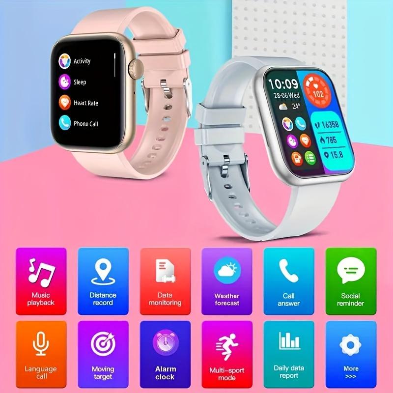 2024 New 2-Inch Touch Screen Dual-Band Smart Watch, Unisex, Support Call Function, Step Counting and Calorie Tracking, Call SMS Reminder, Multi-Function Fitness Smart Sport Bracelet, Wireless Connection Suitable for Android Phones and iPhone