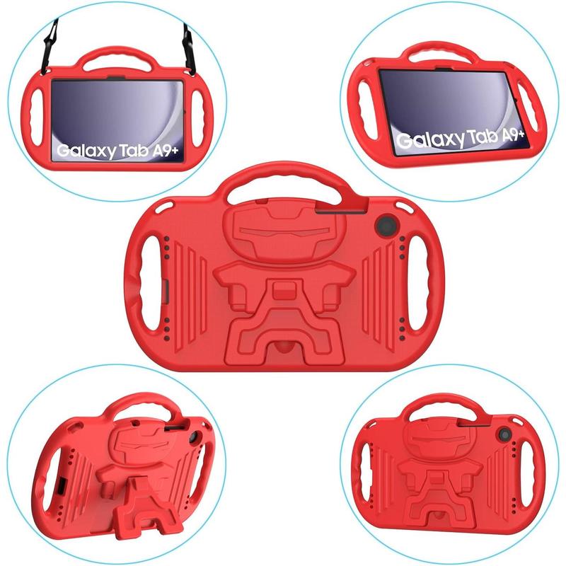 Case for  Galaxy Tab A9+ A9 Plus 11 Inch 2023 Case, with Strap, Shockproof Lightweight Handle Stand 2023 Model (SM-X210 X216 X218) with Lanyard, Red