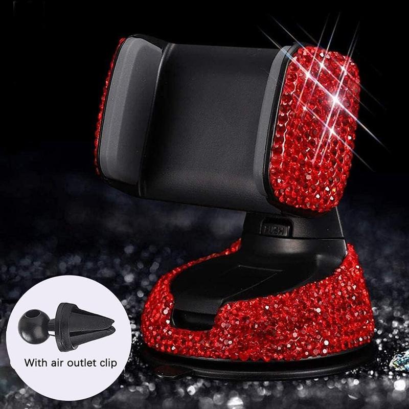 Glitter Rhinestone Decorative Car Phone Holder, 360 Degree Free Rotatable Car Phone Rack, Car Air Outlet Phone Stand