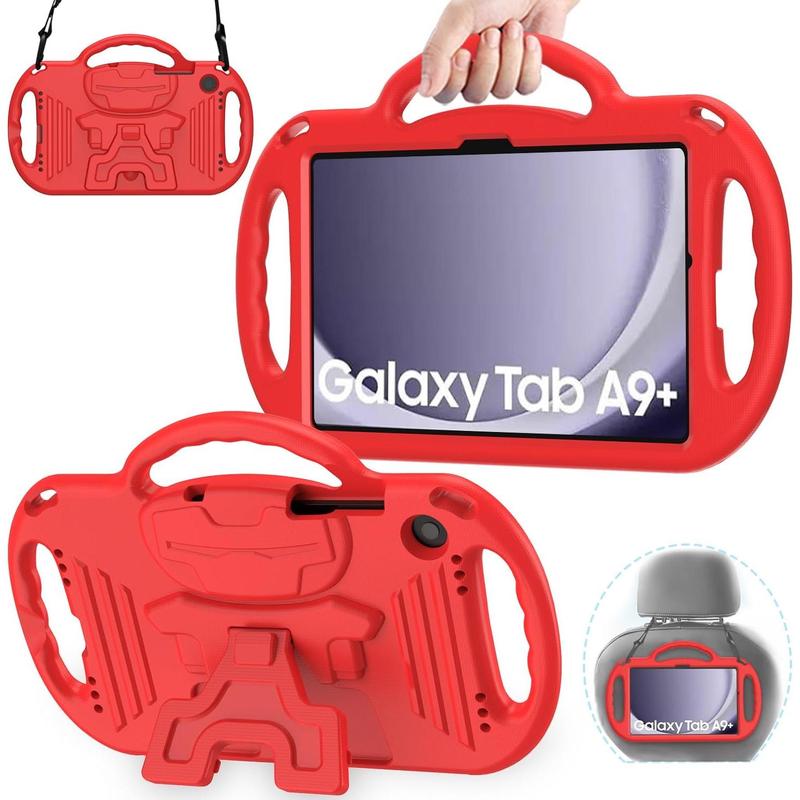 Case for  Galaxy Tab A9+ A9 Plus 11 Inch 2023 Case, with Strap, Shockproof Lightweight Handle Stand 2023 Model (SM-X210 X216 X218) with Lanyard, Red