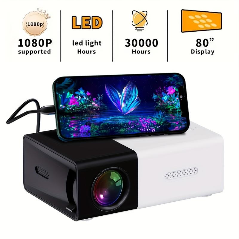 3000+ Lumens Stunning Mini Projector with 3D Visuals, Broad Compatibility, Handy Remote Control for Immersive Home Cinema Experience, Compact Design, US Plug